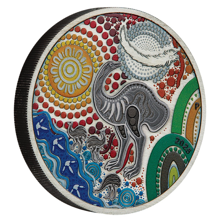 Emu Utingat kolorierte 2-Unzen-Silbermünze 2025 Antiqued Coin