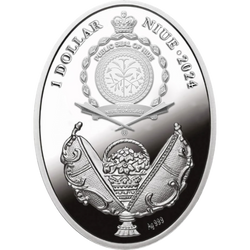 Moneda de Plata de Niue Fabergé Eggs - Huevo de Pascua coloreado 1 $ plata 2024 Proof