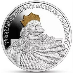 Tisíciletí korunovace Boleslava Chrabrého Pozlacené 10 PLN Stříbro 2025 Proof