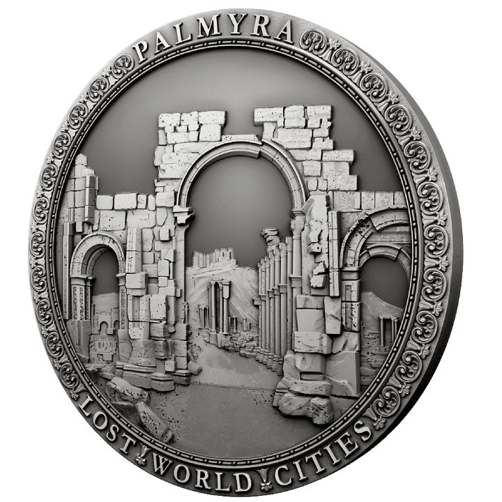 Niue: La última mirada en Palmyra $2 Srebro 2021 Alto Relieve Moneda Antigua