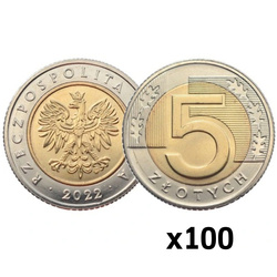 Lengyel Nemzeti Bank 5 złoty pénzérme-zsák (100 darab) – különböző évjáratok