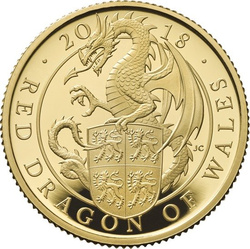 Královniny bestie: Červený drak Walesu 1/4 unce zlata 2018 PROOF