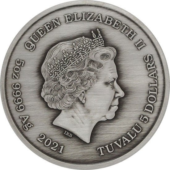Tuvalu: Bogowie Olimpu - Hades 5 uncji Srebra 2021 Antiqued Coin