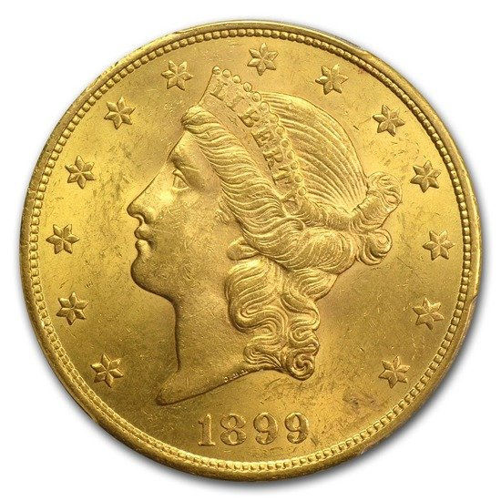 Libertad-S Águila Doble 20 Dólar 1899 Condición 2-