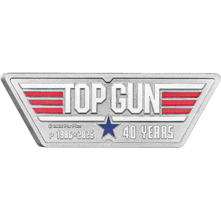 Top Gun 40 éve színezett formázott érme 1 oz ezüst 2026