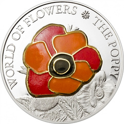 Îles Cook Fleurs du Monde – Coquelicot colorisé 5 $ argent 2009 Proof