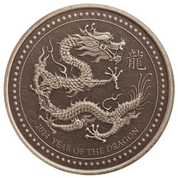 Samoa: Year of the Dragon 1/2 oz Silber 2024 Antiqued Coin