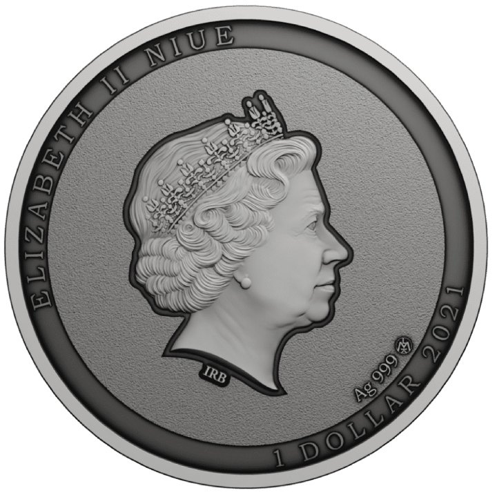 Niue: Wild Africa - Do You See Me? kolorowany $1 Srebro 2021 Antique Finish