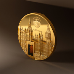Palau: Tiffany Art Metropolis - Palace of Westminster coloured 5 oz Gold 2023 Proof Ultra High Relief