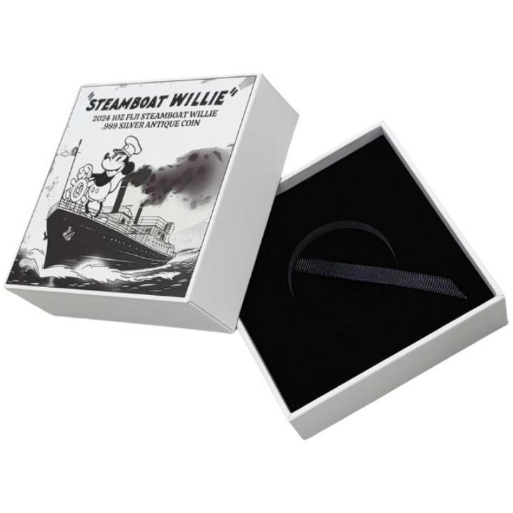 Fiji: Steamboat Willie 1 oz Silver 2024 Antiqued Coin