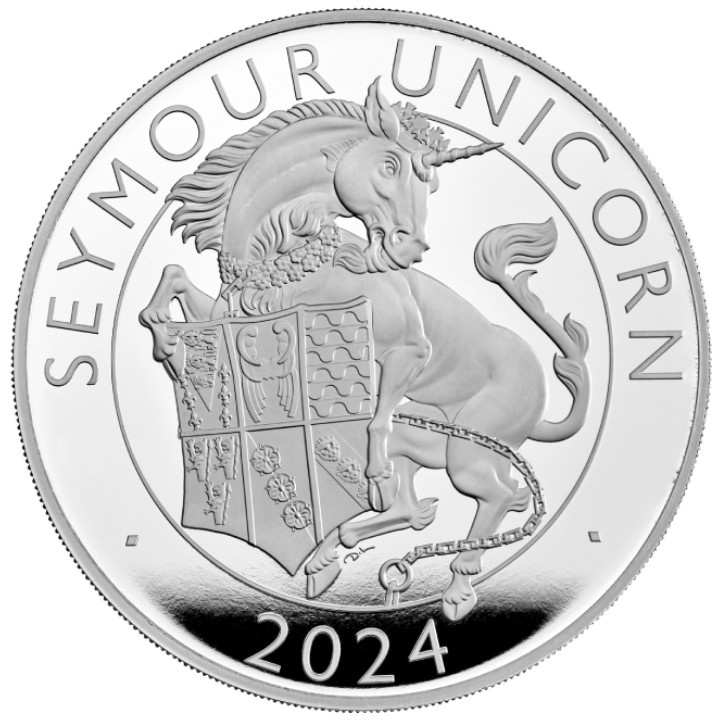 Le bestie reali dei Tudor: l'unicorno di Seymour 10 once d'argento 2024 Proof