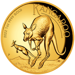 Ausztrál kenguru 1 uncia arany 2022 Proof magas domborzat