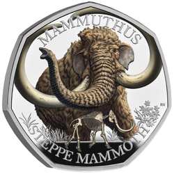 Tales of the Earth - Steppe Mammoth coloured 50p Silver 2024 Proof 