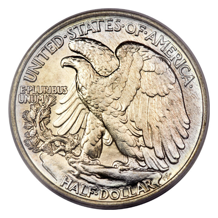 USA: 50 cent – fél dollár (0,50 USD) Ezüst Különböző évjáratok (Ag.900 finomság) Forgalomban 10 darab