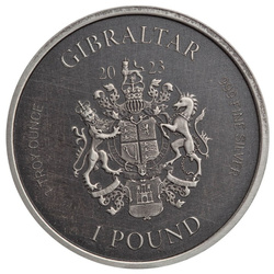Gibraltar: Lady Justice 1 uncja Srebra 2023 Antique Coin