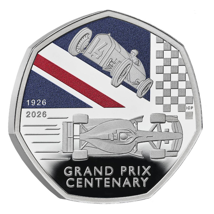 Сребърна монета Grand Prix Великобритания 50 пенса оцветена Proof 2026