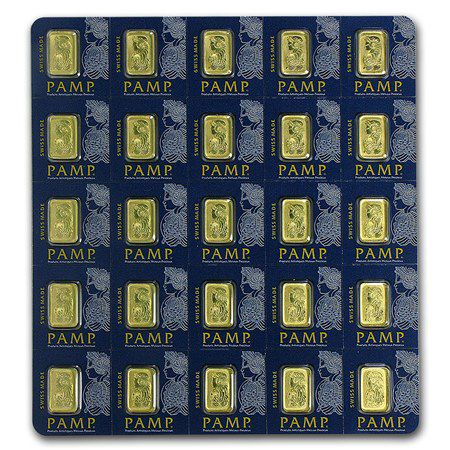 1 gramme de lingot d'or Pamp Fortuna brisé