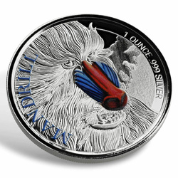 Cameroon: Mandrill coloured 1 oz Silver 2020 Proof