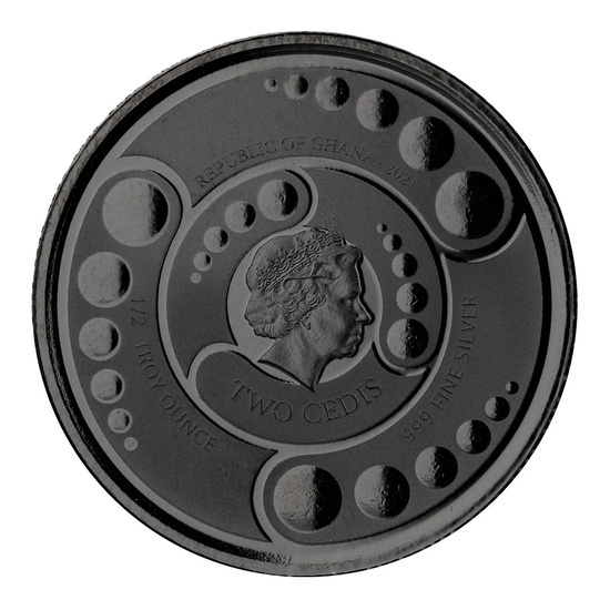Ghana: Alien coloured 1/2 oz Silber Black Rhodium 2021
