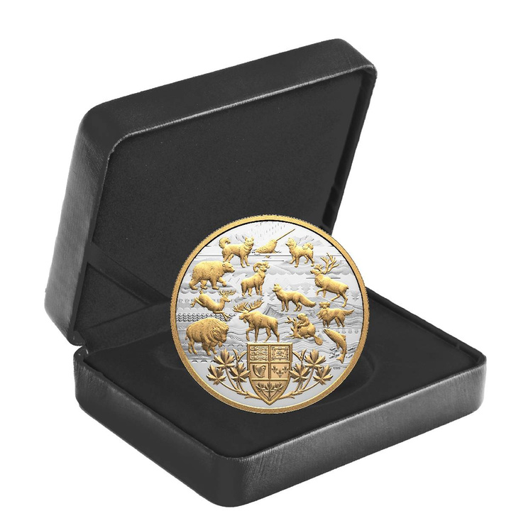 Canada Heraldic Landscape Animals of Canada placată cu aur 50 dolari argint 2026 Proof