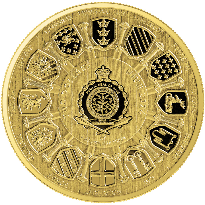 Niue: Camelot - Sir Lancelot pozłacany 1 uncja Srebra 2024