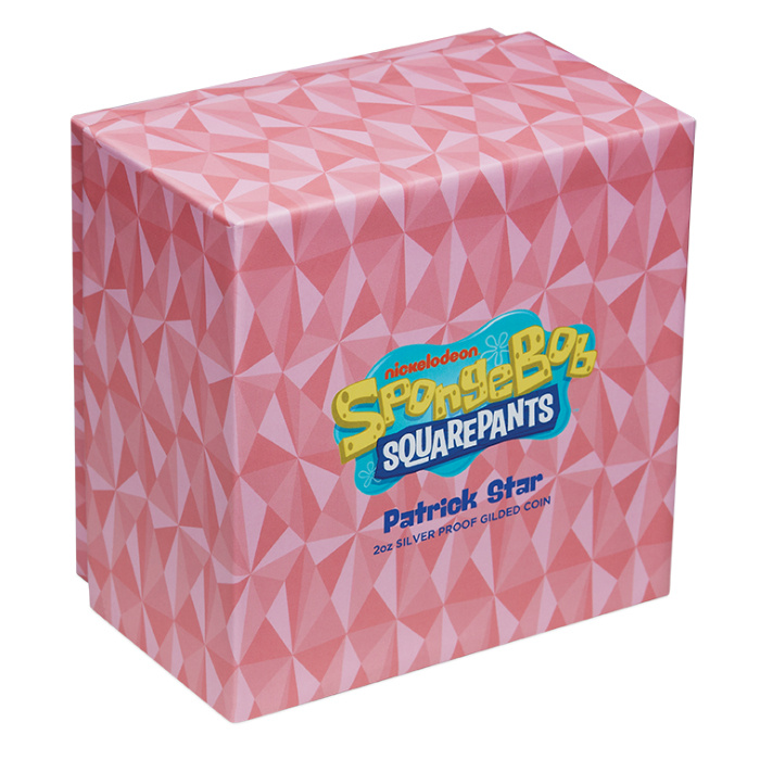 Tuvalu: Bob Esponja – Patricio Estrella dorado 2 oz Plata 2025 Proof