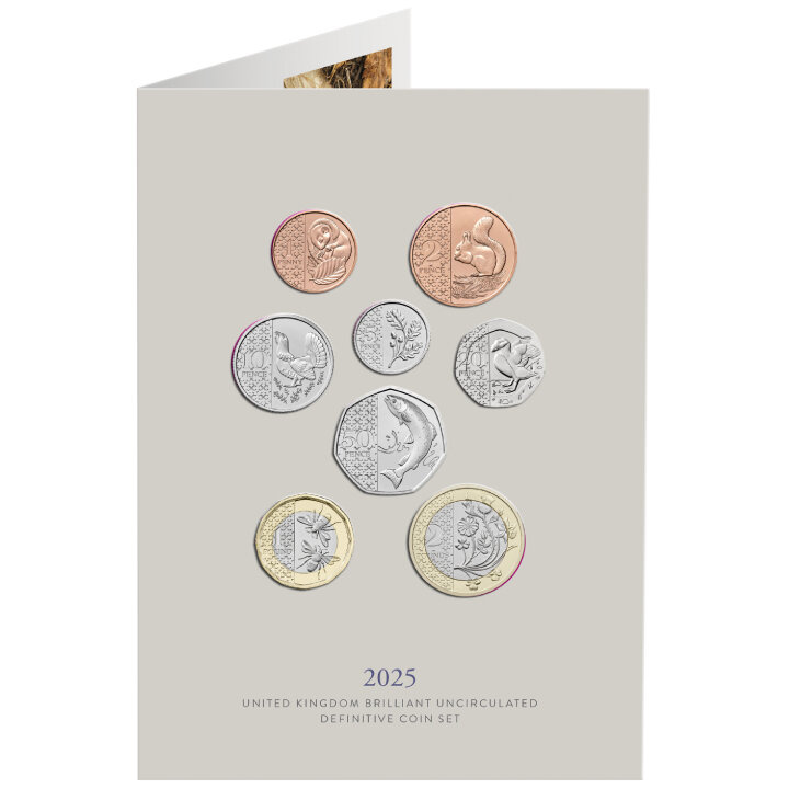 The 2025 United Kingdom Brilliant Uncirculated Definitive 8 Coins Coin Set 