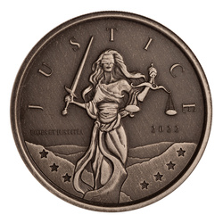 Gibraltar: Lady Justice 1 uncja Srebra 2022 Antique Coin