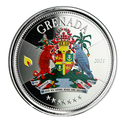 Grenada: Coat of Arms coloured 1 oz Silber 2021
