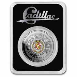 Cadillac Motor Car Company Logo Colorized 1 oz Silber Slab