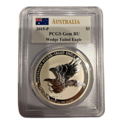 Australijski Orzeł 1 uncja srebra 2015 PCGS Gem BU