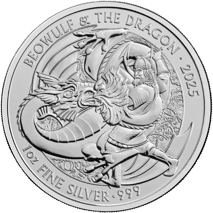 Myths & Legends: Beowulf and Dragon 1 oz Silber 2025