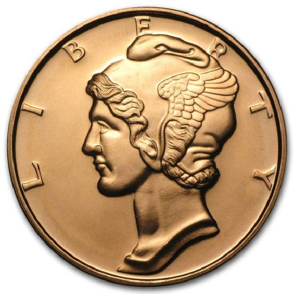 Mercury Dime medaglia di rame 1 oz AVDP rame