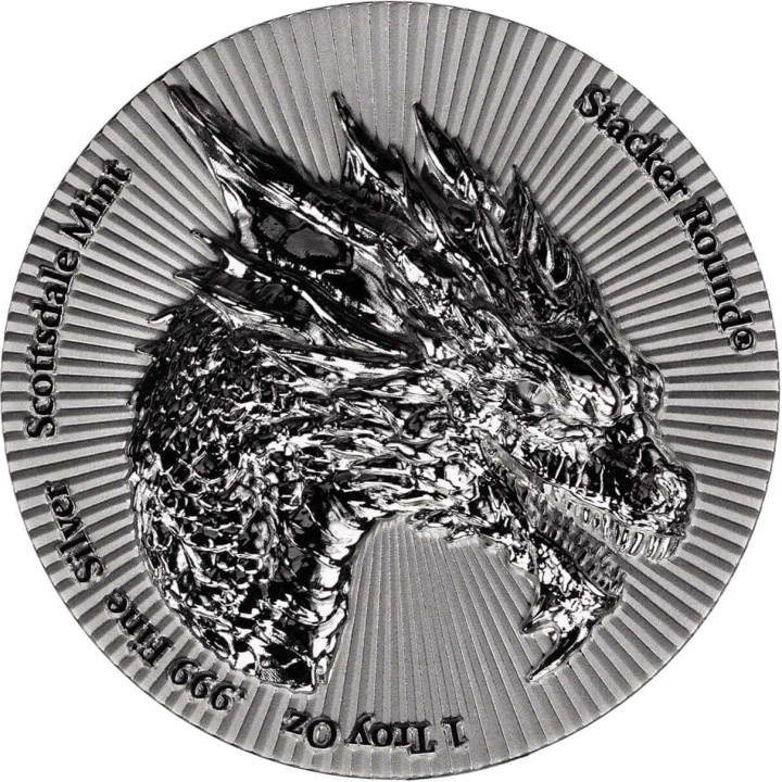 Medalla de plata Scottsdale Mint: Dragon Stacker 1 onza de plata