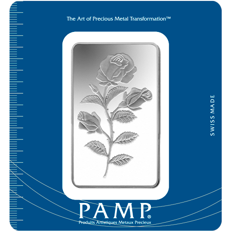 Lingote de 100 gramos de plata Pamp Suisse Rose