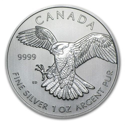 Peregrine Falcon 1 oz Silver 2014 (Milk spot) 