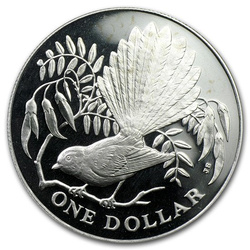 Nový Zéland: Wachlarzówka 1 dolar 1980 Proof