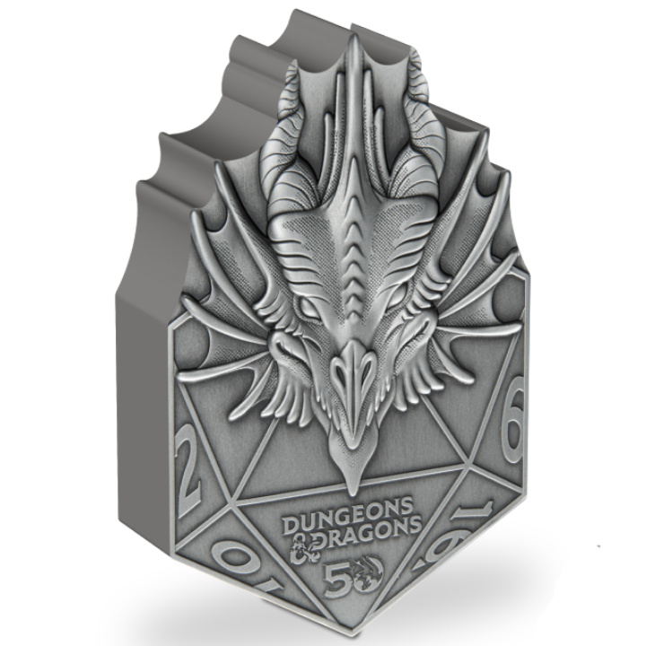 Niue: Dungeons & Dragons 50th Anniversary - Red Dragon D20 2 oz Silver 2024 Antiqued Coin