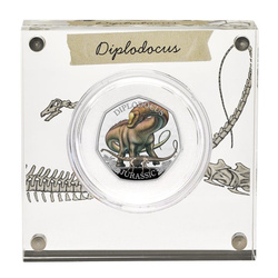 Dinosaurs: Iconic Specimens - Diplodocus 50p coloured Silber 2024 Proof