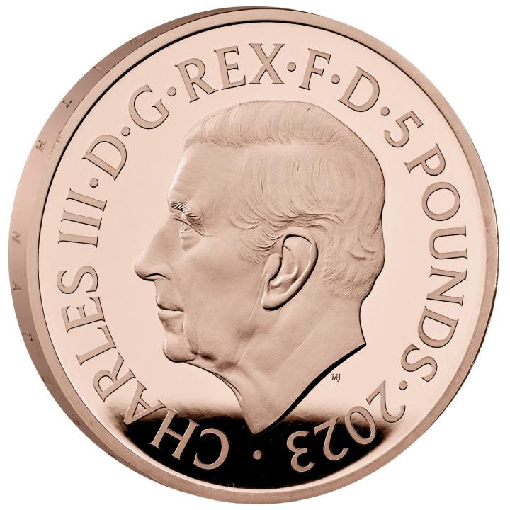 75° compleanno di Sua Maestà il Re Carlo III £5 Oro 2023 Proof