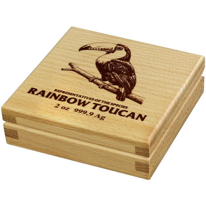 Monedă de argint Niue: Representatives of the Species - Rainbow Toucan 2 oz Argint 2026 High Relief