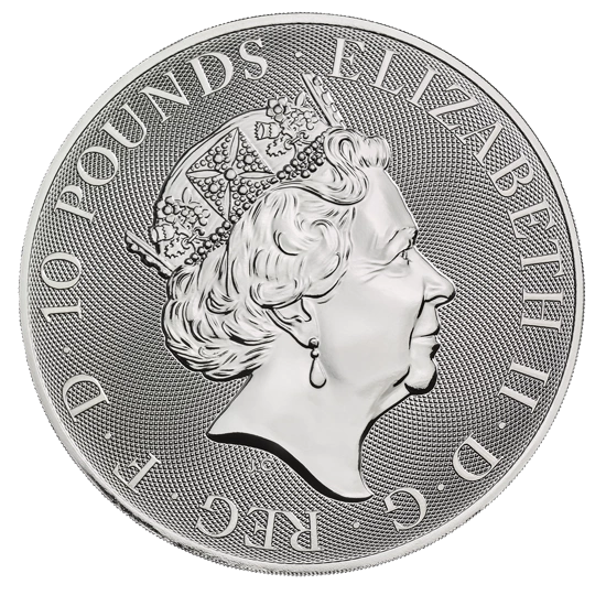 Beasts of the Queen: White Lion of Mortimers 10 ounces Silver 2021