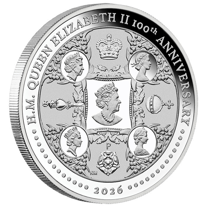 Srebrna Moneta Perth Mint: H.M. Queen Elizabeth II 100th Anniversary 1 uncja Srebra 2026 Proof