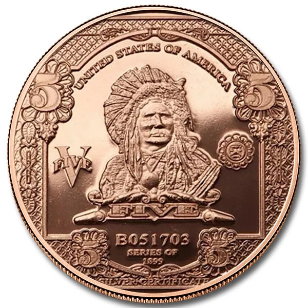 Billete de $5 1 onza de cobre
