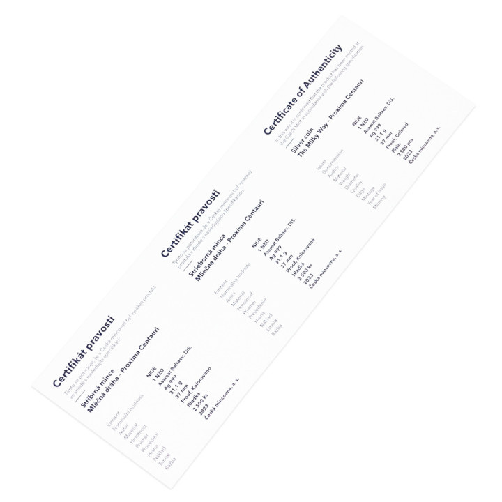 Niue: La Via Lattea - Proxima Centauri colorata $1 Argento 2023 Proof