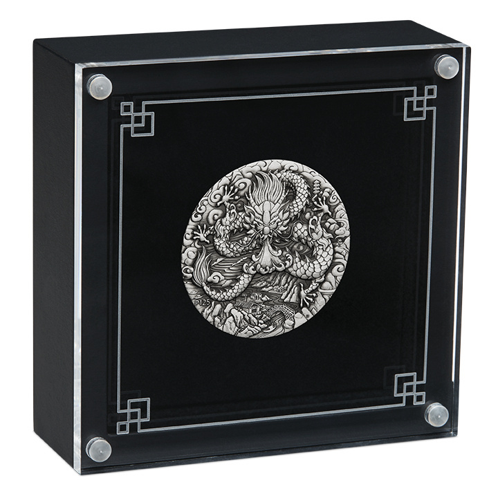 Perth Mint: Lunar III - Rok Smoka 2 uncje Srebra 2024 Antiqued Coin