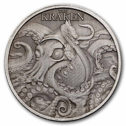 Сребърна монета Ниуе: Mythical Creatures - The Kraken 1 унция сребро 2026 антична монета