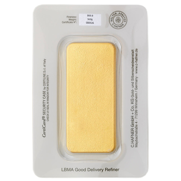 Lingou de aur turnat 500 g C. Hafner