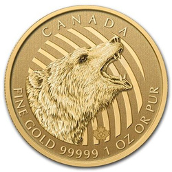 Call of the Wild: Roaring Grizzly Bear 1 oz Gold