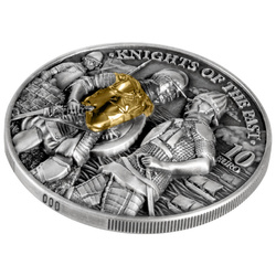 Malta Knights of the Past 2 oz argint aurită 2022 High Relief Antiqued Coin